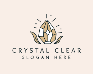 Leaf Diamond Gemstone logo design