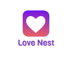 Purple Love Application logo design