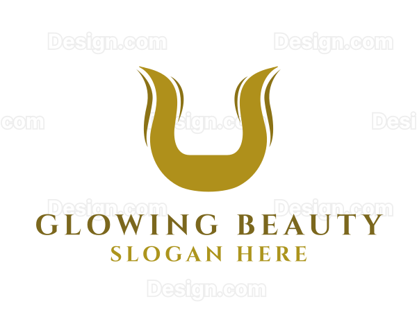 Gold Horns Letter U Logo