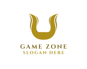 Gold Horns Letter U logo