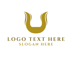 Gold Horns Letter U logo