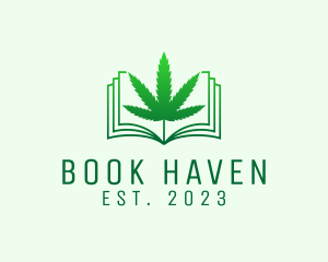 Cannabis Leaf Book logo design