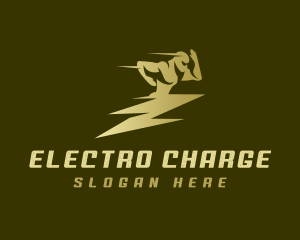 Power Lightning Running Man logo design