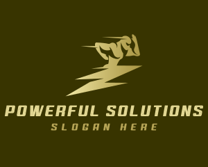 Power Lightning Running Man logo design