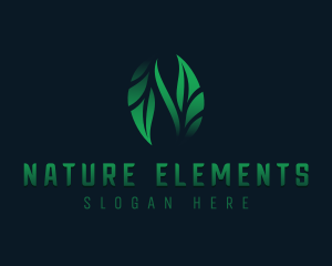 Organic Leaves Letter N logo design