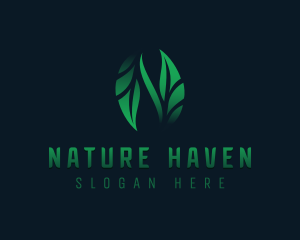 Organic Leaves Letter N logo design