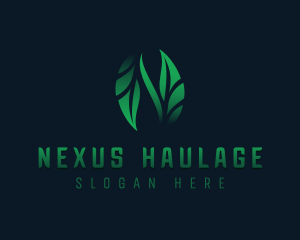 Organic Leaves Letter N logo design