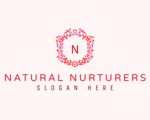 Flower Leaf Wreath logo design