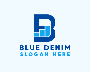 Blue Graph Letter B logo design