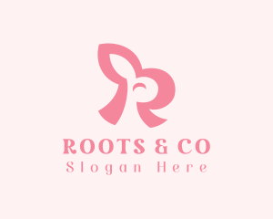 Pink Rabbit Letter R logo design