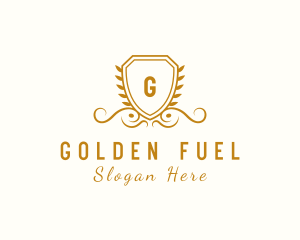 Golden Deluxe Shield logo design