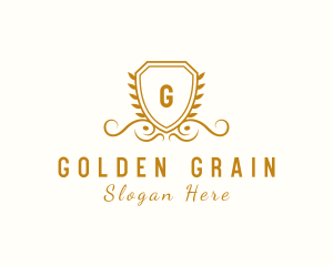 Golden Deluxe Shield logo design