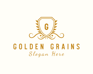 Golden Deluxe Shield logo design