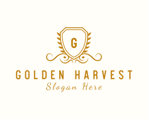 Golden Deluxe Shield logo design