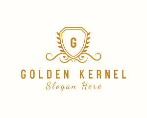 Golden Deluxe Shield logo design