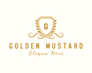 Golden Deluxe Shield logo design