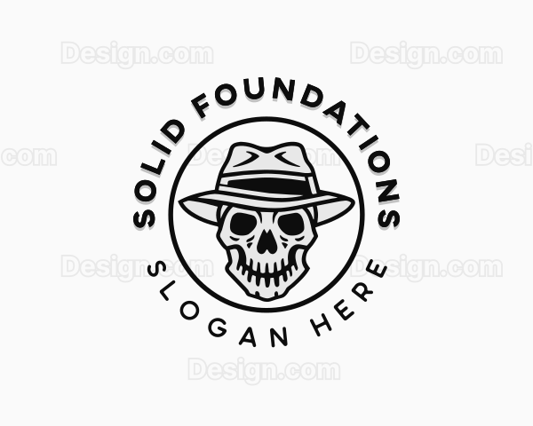 Hipster Skull Top Hat Logo