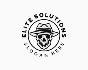 Hipster Skull Top Hat logo design