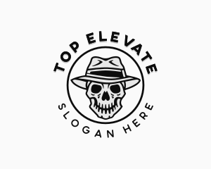 Hipster Skull Top Hat logo design