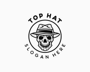 Hipster Skull Top Hat logo design