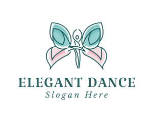 Ballerina Butterfly Wings logo design