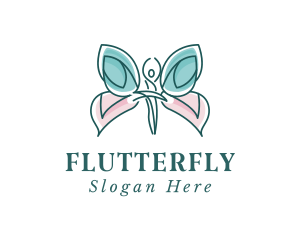 Ballerina Butterfly Wings logo design