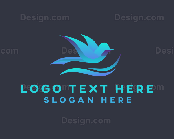 3d Sparrow Bird Wave Logo