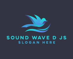 3d Sparrow Bird Wave logo design