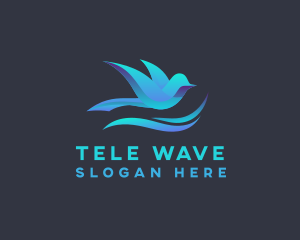 3d Sparrow Bird Wave logo design