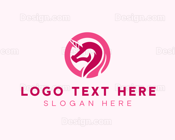 Pink Mythical Unicorn Logo