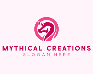 Pink Mythical Unicorn logo design