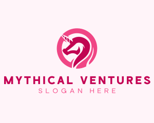 Pink Mythical Unicorn logo design