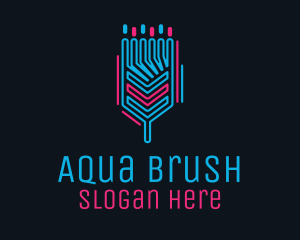 Neon Circuit Paintbrush logo design