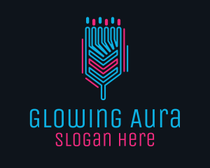 Neon Circuit Paintbrush logo design