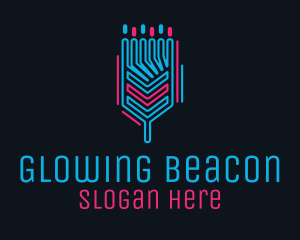 Neon Circuit Paintbrush logo design