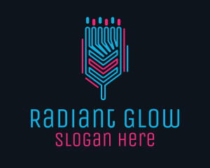 Neon Circuit Paintbrush logo design