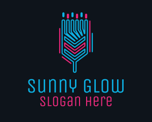 Neon Circuit Paintbrush logo design