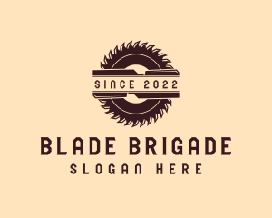 Wood Saw Blade Carpentry logo design