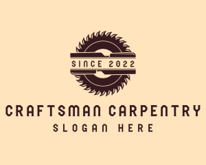 Wood Saw Blade Carpentry logo design