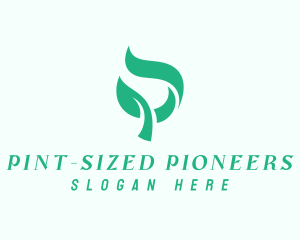 Green Organic Plant Letter P logo design