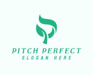 Green Organic Plant Letter P logo design