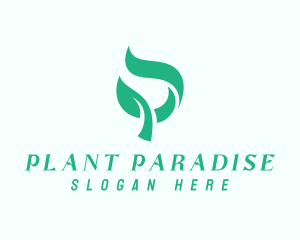 Green Organic Plant Letter P logo design