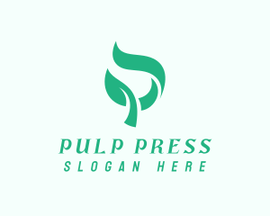 Green Organic Plant Letter P logo design