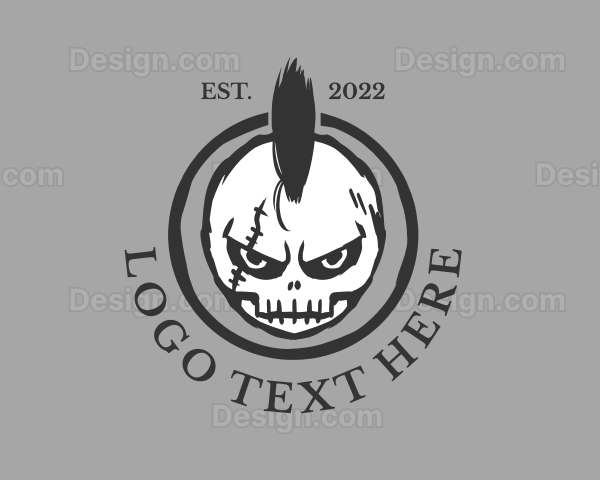 Punk Rock Mohawk Skull Logo