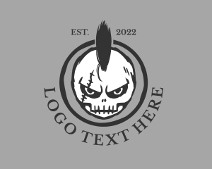 Punk Rock Mohawk Skull logo