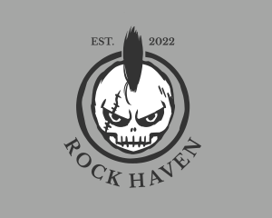 Punk Rock Mohawk Skull logo design