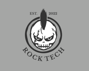 Punk Rock Mohawk Skull logo design