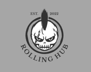 Punk Rock Mohawk Skull logo design