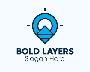 Blue Geometric Pin logo design