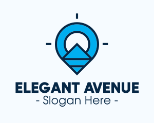 Blue Geometric Pin logo design